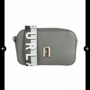 FURLA Primula Mini Crossbody Camera Bag – Textured Leather, Logo Strap
